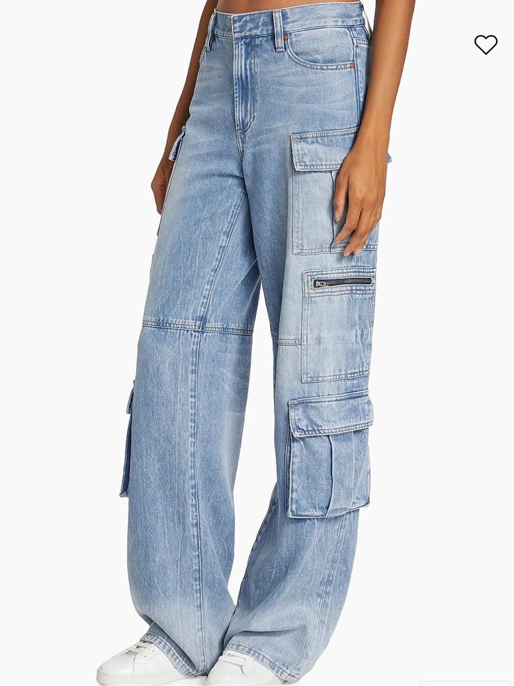 Alice + Olivia Light Wash Cargo Wide-Leg Jeans